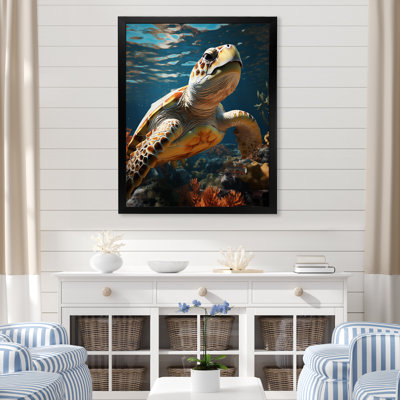 «Whimsical Of A Turtle as An Ocean Explorer» sur impression sur toile