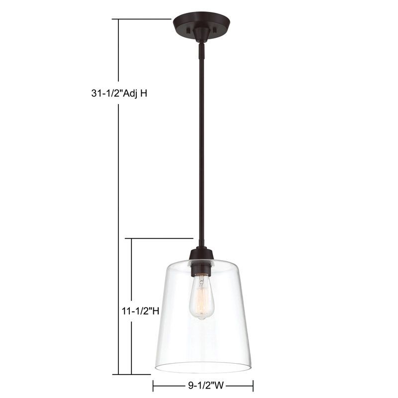 Herman 1-Light Metal and Glass Bell Pendant, Oil Rubbed Bronze