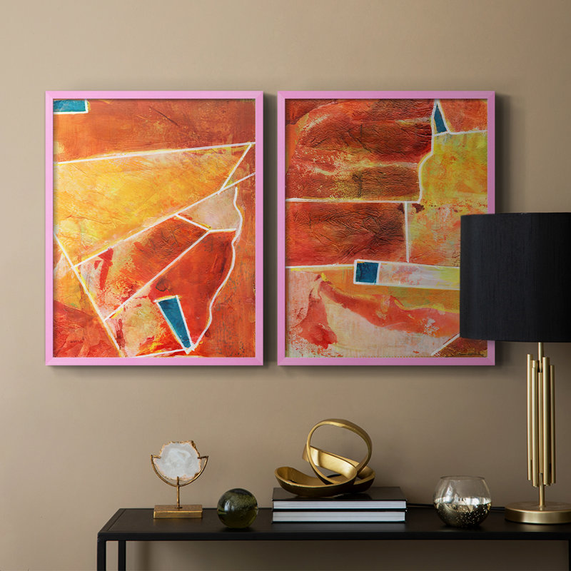 PrimaryConnectionIII-Premium Framed Print -Ready to Hang - No Nails Required - No Nails Required, 29" H x 46" W, Pink