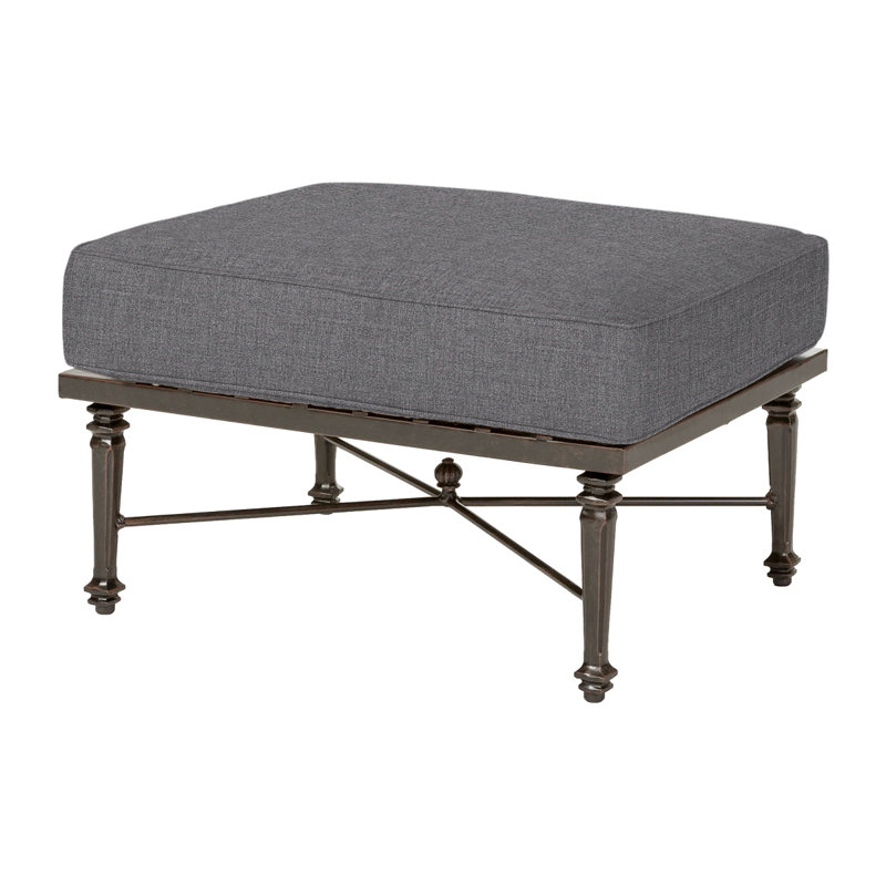 Grand Terrace Outdoor Ottoman, Cast Slate Sunbrella® Plainweave, Vintage