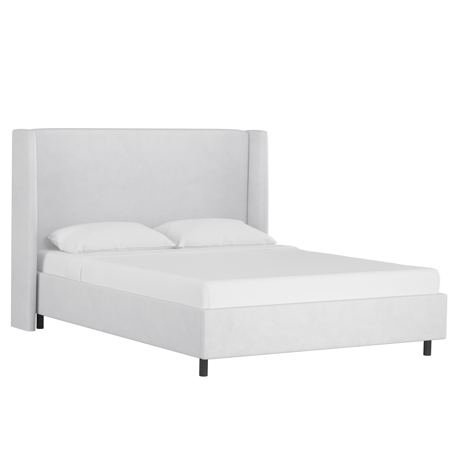 Tilly Upholstered Low Profile Platform Bed, California King, Classic White Velvet