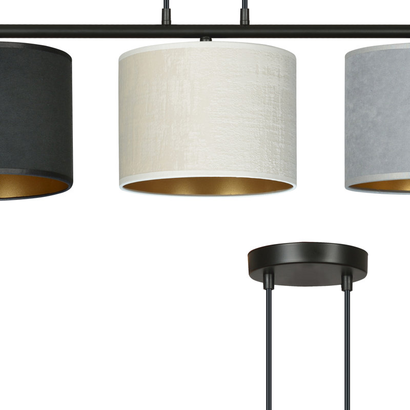 Eamie 3 - Light Steel Kitchen Island Pendant, Grey/Black/White