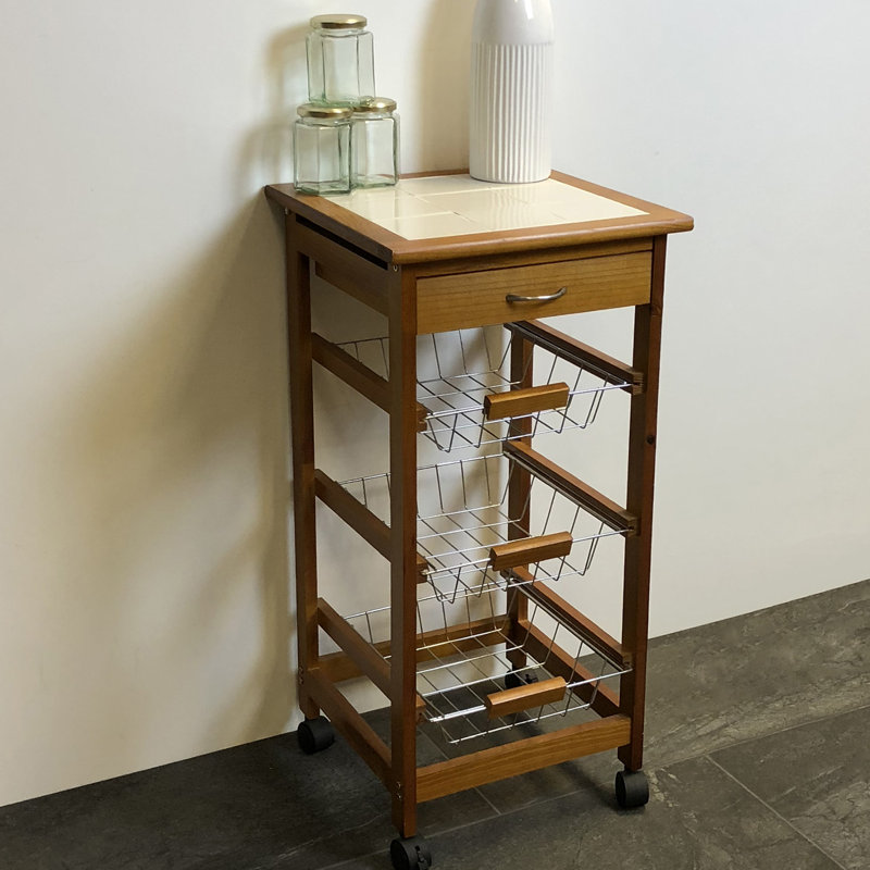 37cm W Solid Wood Kitchen Island, Brown, 76cm H x 37cm W x 37cm D