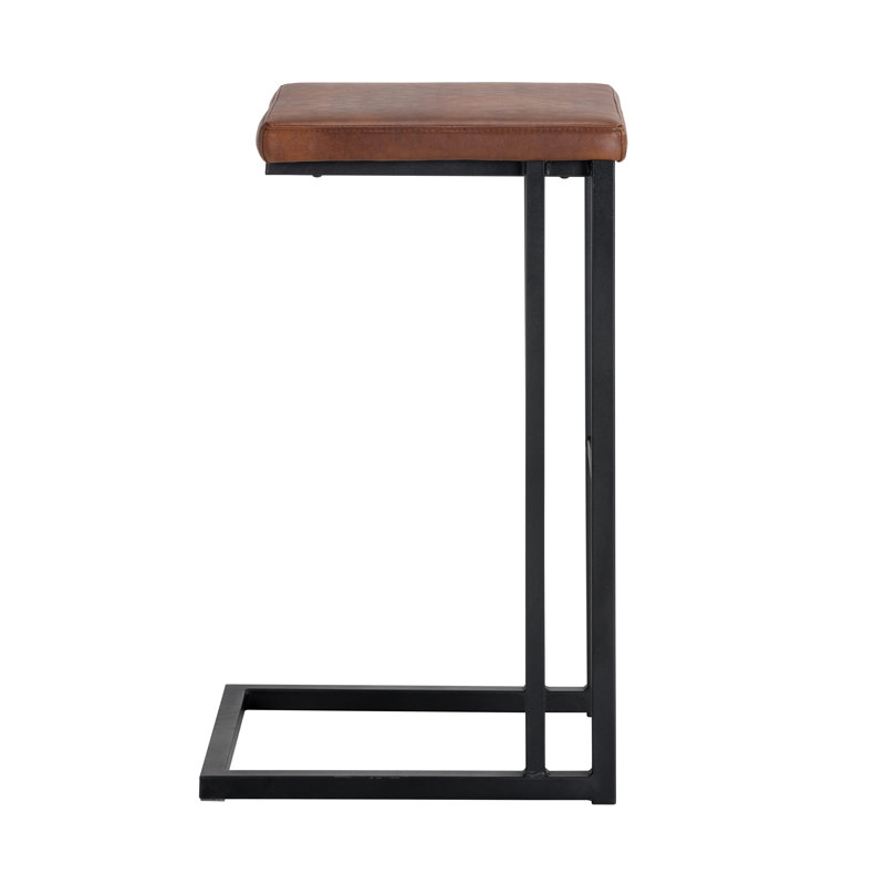Boone Upholstered Stool with Metal Frame, Bar Stool (30" Seat Height), Tan Faux Leather