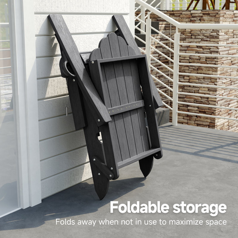  Folding Adirondack Chair with Retractable Ottoman, 3-Postion Adjustable Outdoor Chair, Easy Assembly & Ergonomic Back Support for Patio