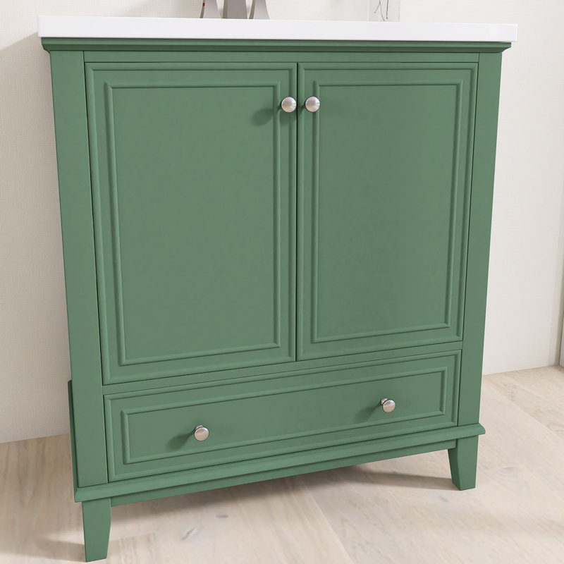 Ensemble de meuble-lavabo autoportant 30 po avec comptoir en céramique 30 po, Vert, Or