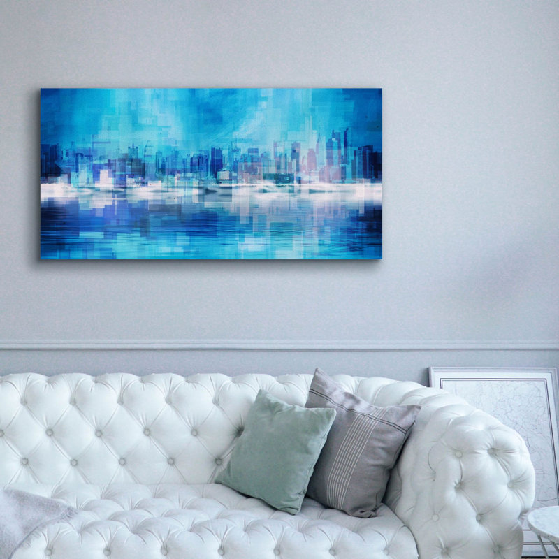 «Blue Abstract NYC Skyline» par Epic Portfolio, art mural sur toile, H 30 po x l 60 po x P 1,5 po