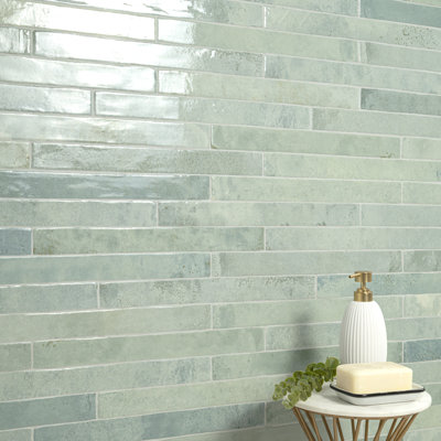 Ackland Westley 2 in. x 18 in. Glossy Porcelain Brick Look Floor and Wall Tile