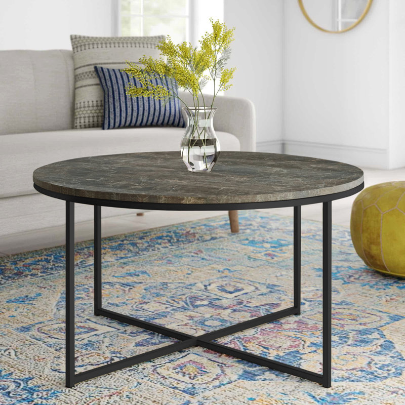 Table basse avec pieds croisés Wasser, Marron, Noir