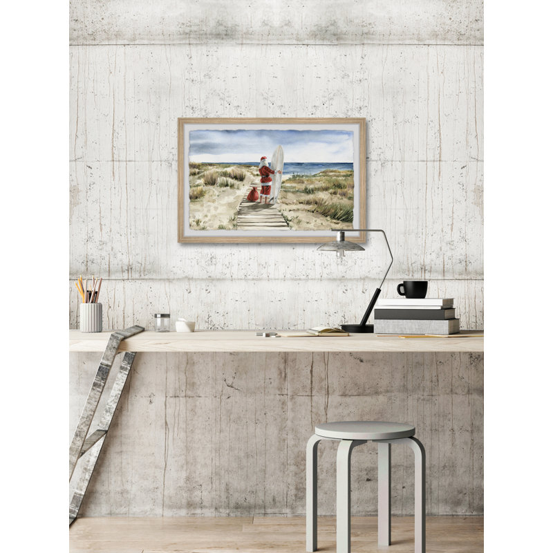 «Real Surfing Santa», reproduction encadrée, H 24 po x l 36 po x P 1,5 po