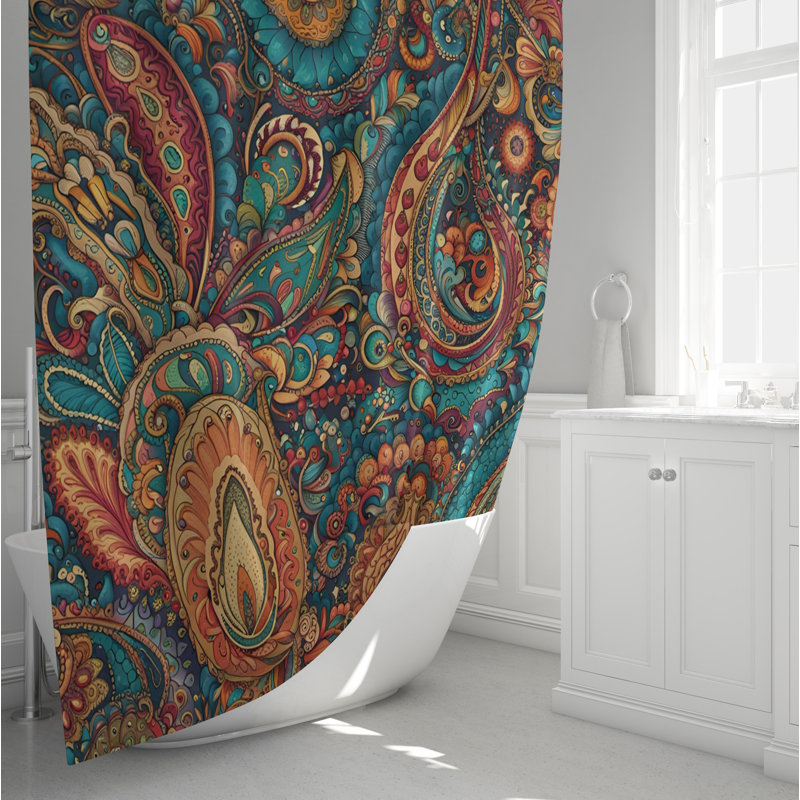 Rideau de douche à motif cachemire, H 83 po x l 70 po