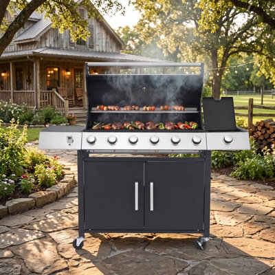 6-burner Propane Gas Grill With Side Burner