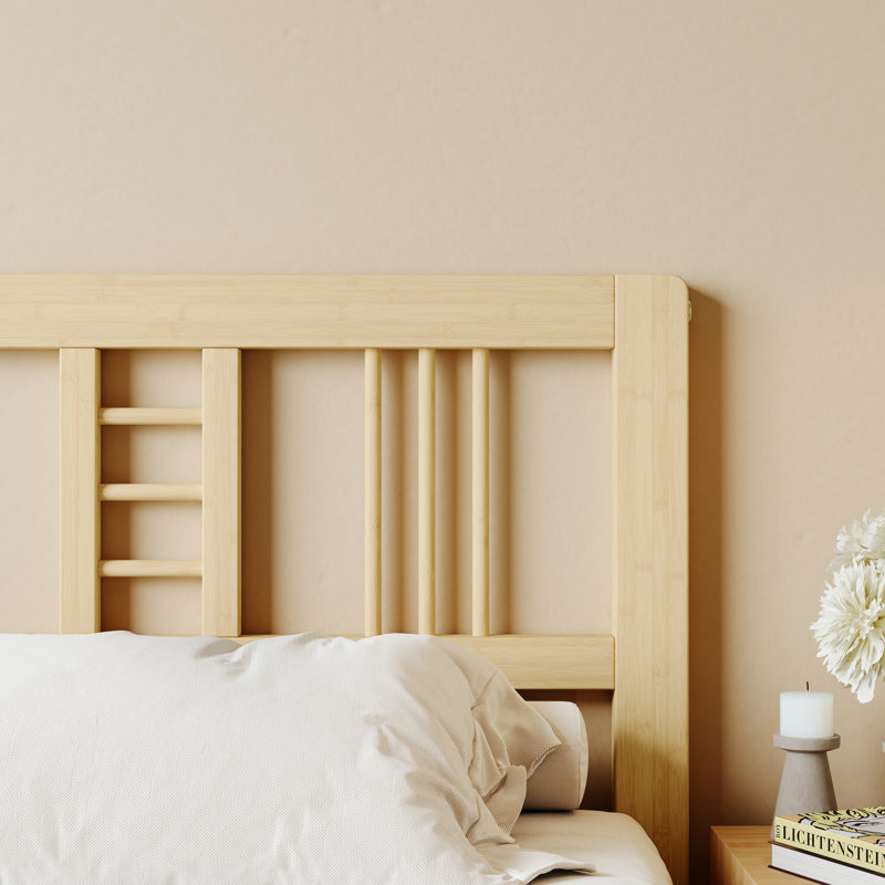 35” High Wooden Platform Bed With Headboard, Minimalist Modern Style, Metal Slat Support , No Box Spring Required, Twin