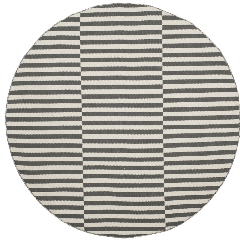 Tapis ivoire / gris en coton Ilona, Rond 8 pi
