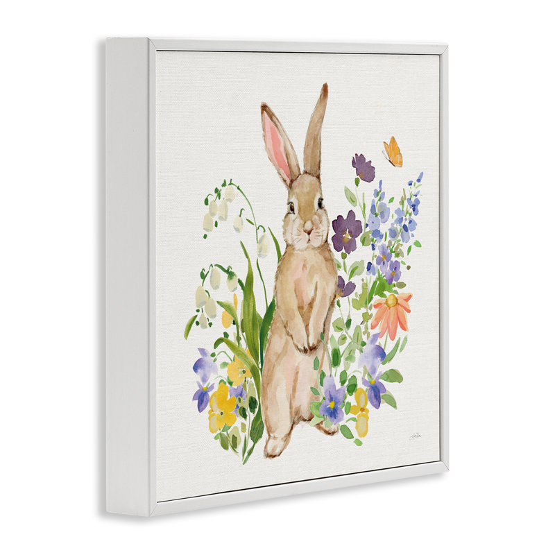 Giclée sur pied Spring Bunny, conception de Katrina Pete, H 17 po x l 17 po, Estampe numérique encadrée blanc bord de mer