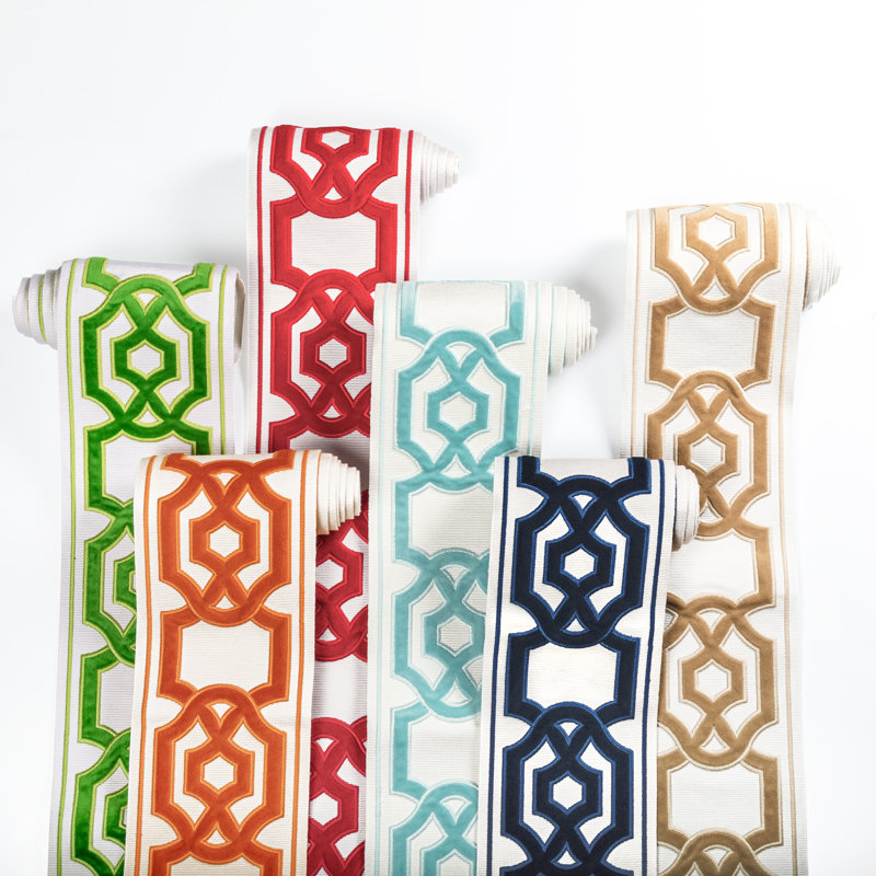 Treillis Passementerie II Cerise Tape Fabric, Aqua