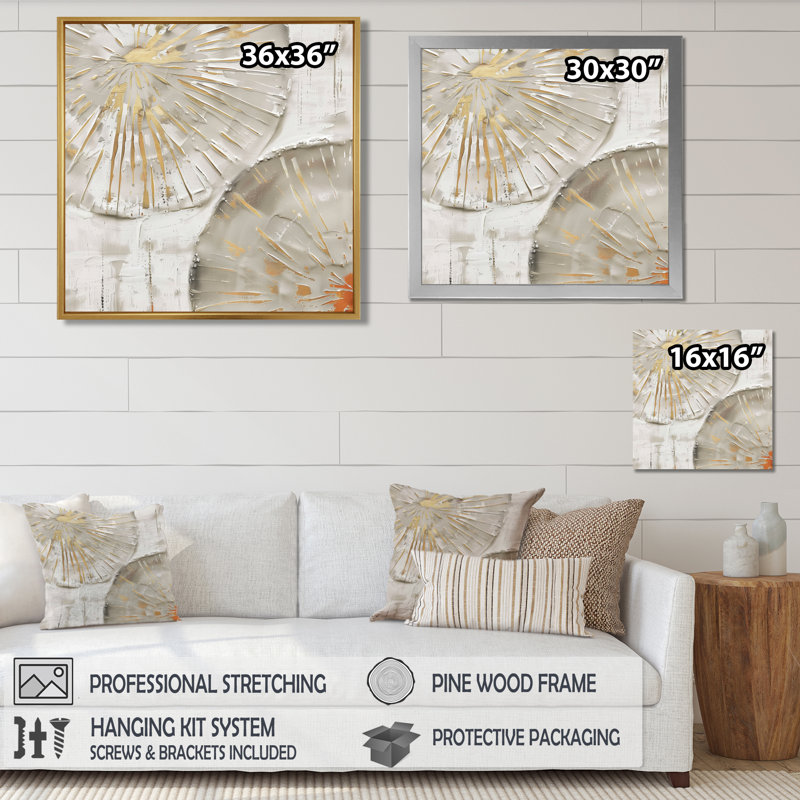 Beige boho bohémien mandala en spirale II - Boho mosaïque murale, Cadre flottant doré, H 30 po x l 30 po