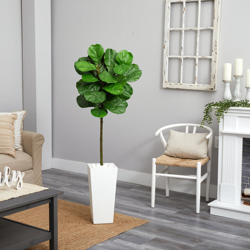 Arbre de figues artificiel en pots 46", Blanc