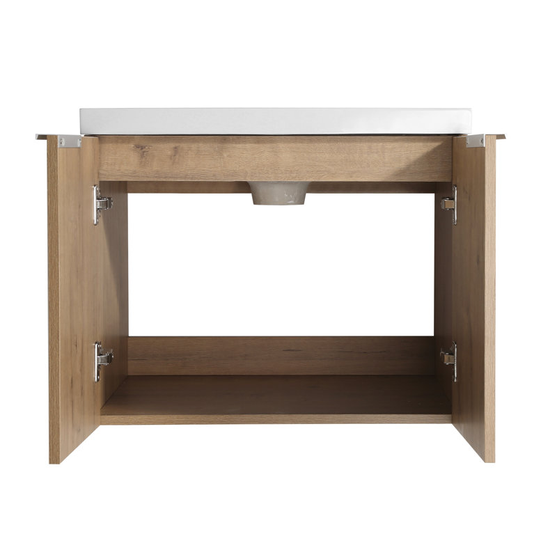 Meuble-lavabo moderne avec lavabo et armoire latérale, 24 po, - Élégant meuble-lavabo, facile à nettoyer, avec matériaux, 24"