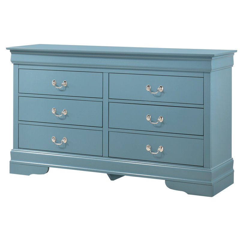  Commode double 6 tiroirs Louis Phillipe Vernon, Bleu