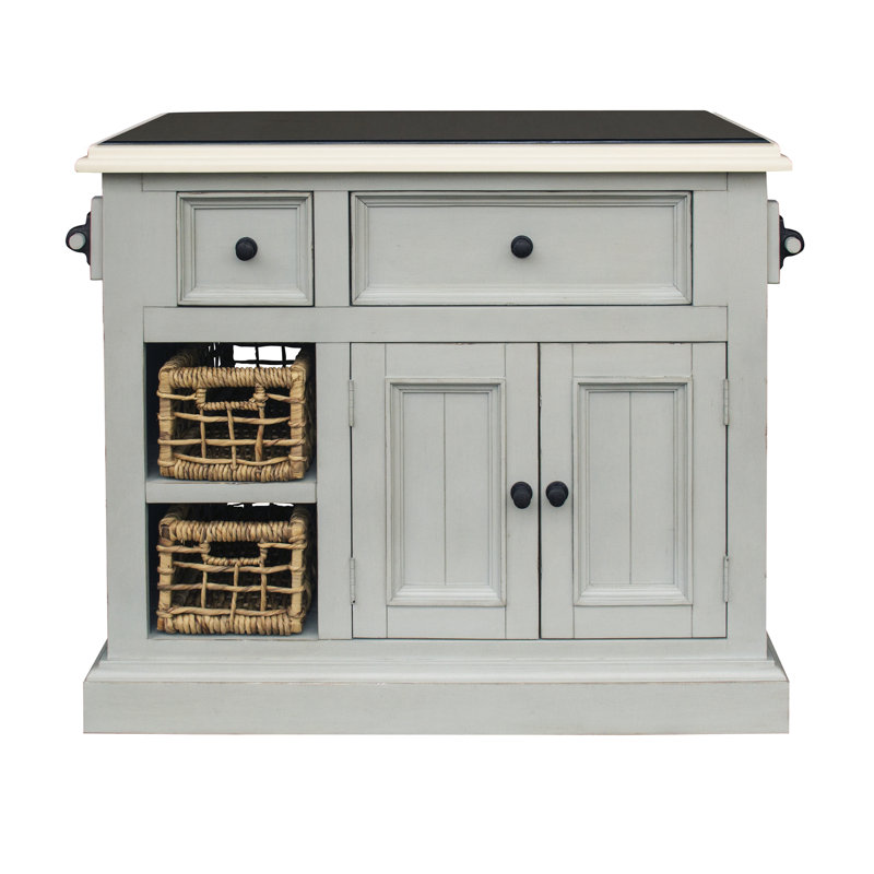 Harpenden Granite Top Kitchen Island, Blue Mist