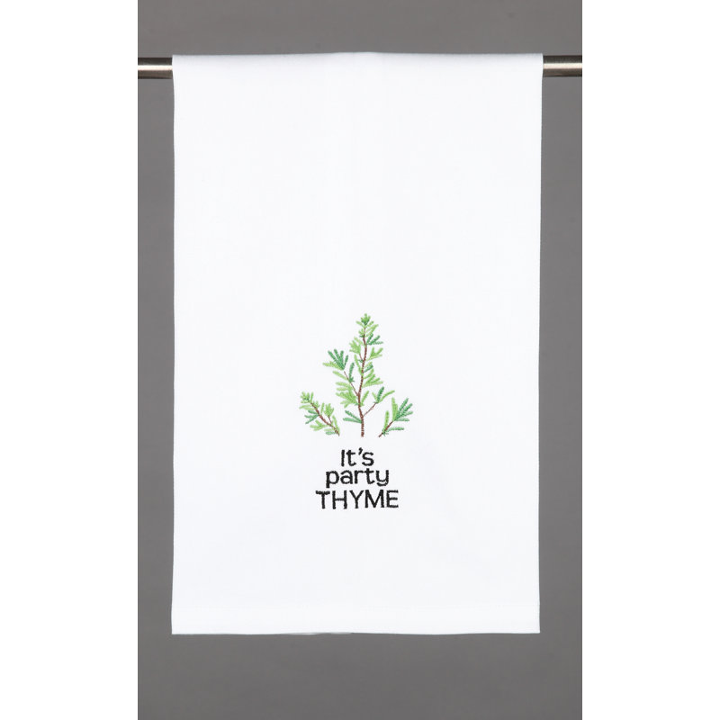 It's Party Thyme Embroidered Cotton Tea Towel