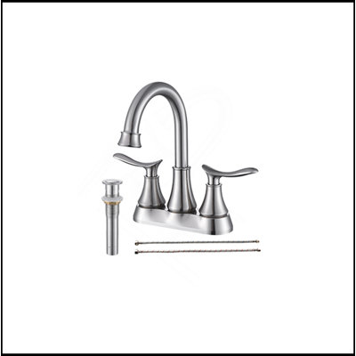 Robinet de salle de bain à 2 poignées de 4 pouces en or brossé, robinets de lavabo de salle de bain avec drain escamotable et tuyaux d'alimentation