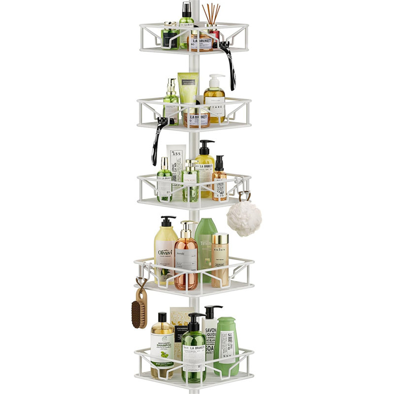 5 Tier Telescopic Shower Caddy with Hooks