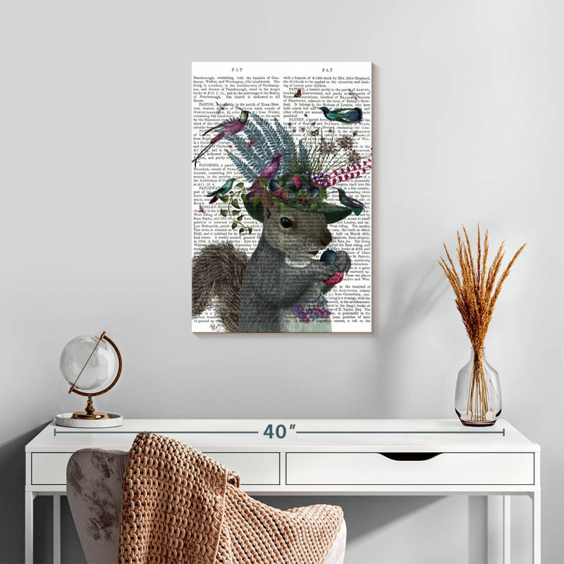 Brampt Squirrel Birdkeeper And Blue Acorns, 24" H x 16" W