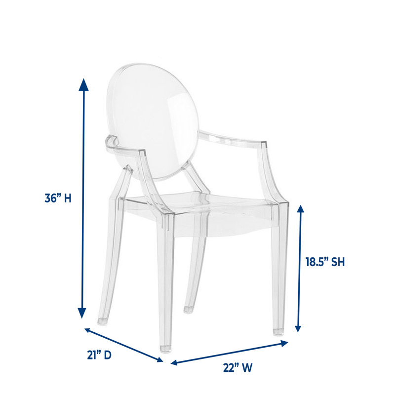  Chaise d'appoint empilable à dossier très grand King Louis, Transparent, 2