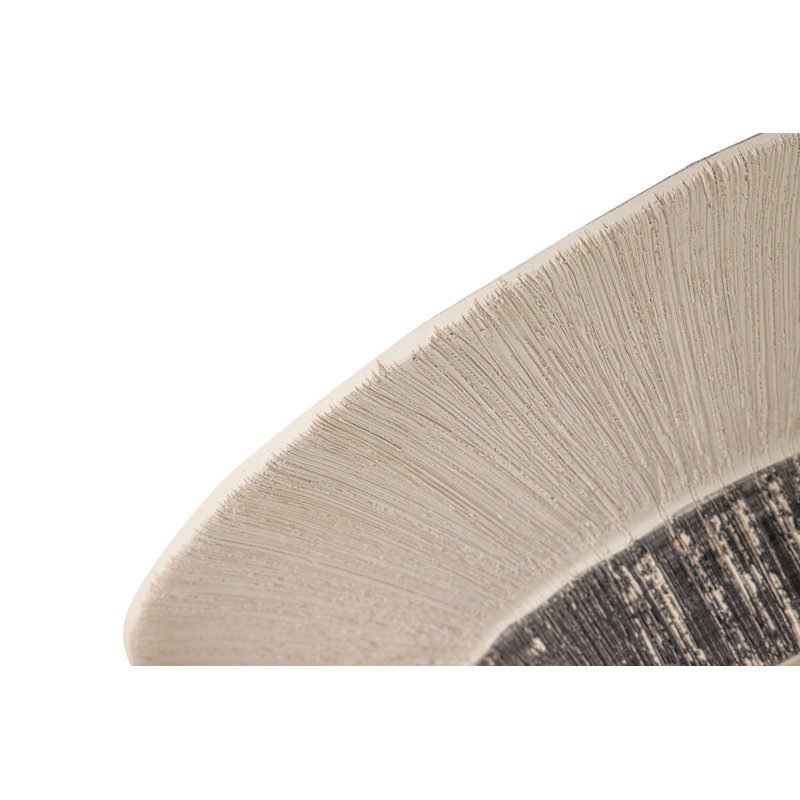 Ceramic / Porcelain Decorative Bowl 1, 10cm H x 35cm W x 35cm D, Black/Beige