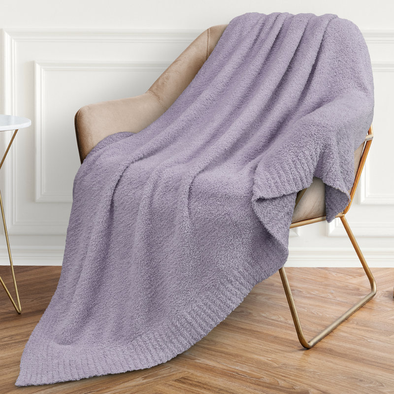 Jeté en peluche pour canapé-lit, 50 x 60, Jeté, Couleur unie, Mauve