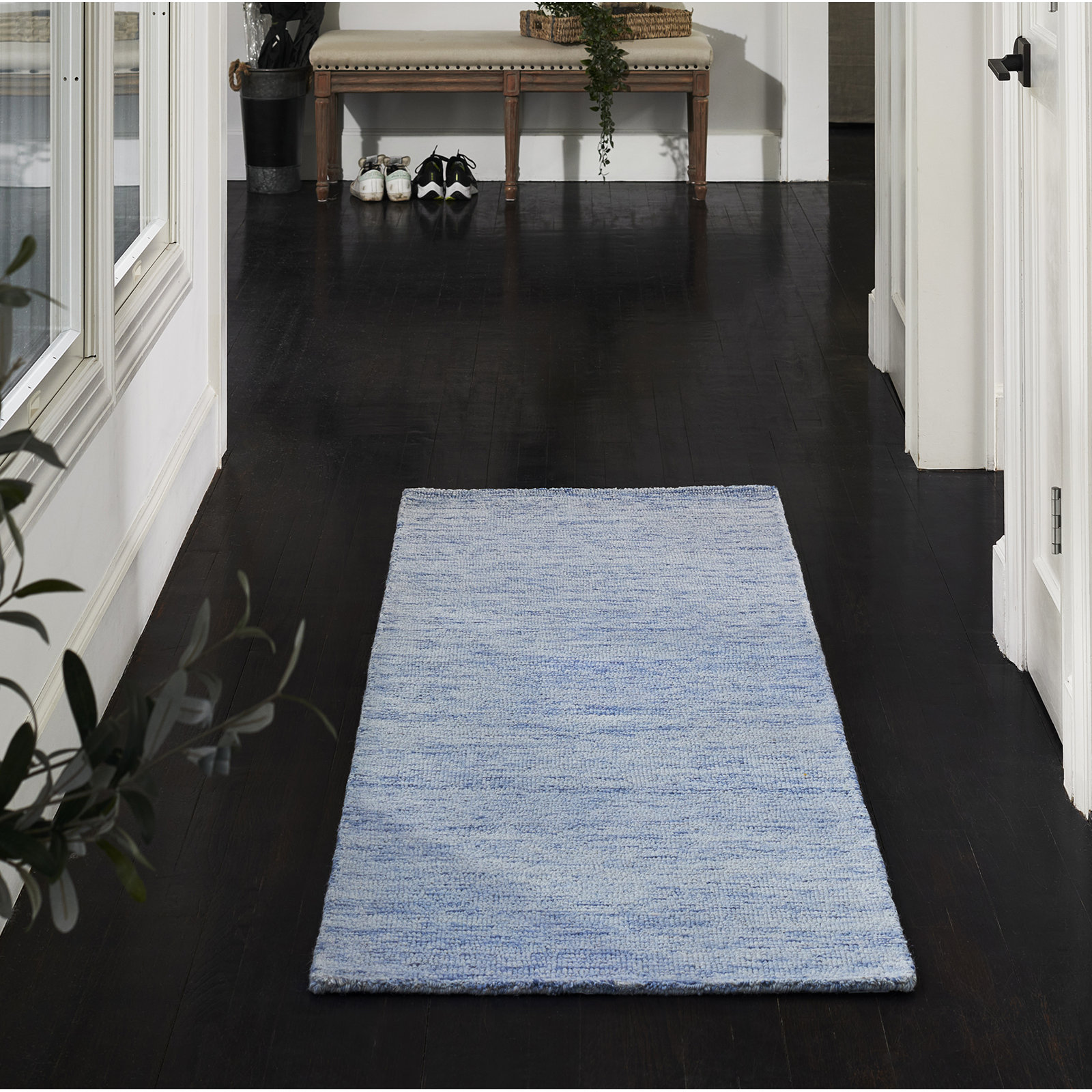 Criston Light Blue Sand Hand-Tufted Wool Rug, Runner 2'3" x 8'