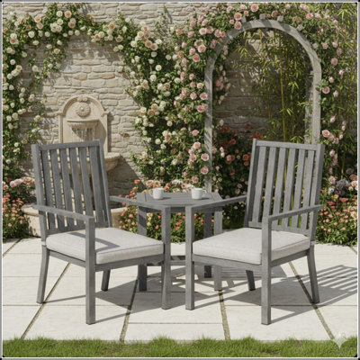Ensemble de 2 chaises de patio en aluminium toutes saisons avec coussins gris épais et cadre gris rustique pour le confort extérieur