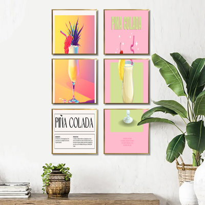 «Puerto Rico Pina Colada Cocktail», ensemble de 6 reproductions d'art sur toile