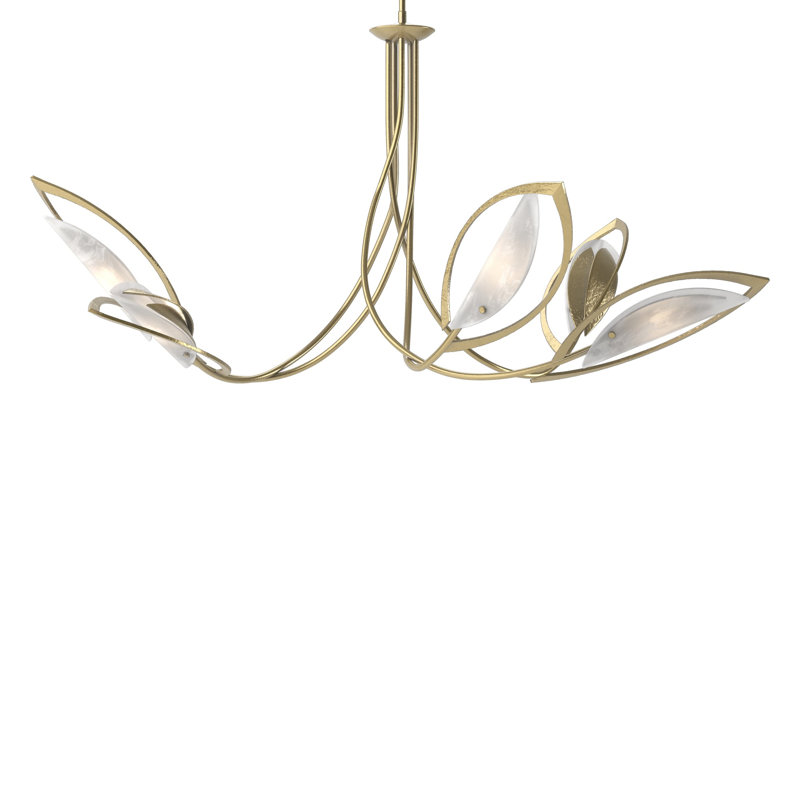 Lustre géométrique unique à 5 lumières Aérien, Laiton moderne, H 22,4 po x l 47,5 po x P 47,5 po