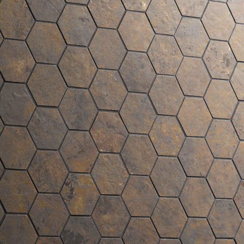 Ravina 11.02 in. x 11.41 in. Matte Porcelain Floor and Wall Hexagon Mosaic Tile (0.87 Sq. Ft. / Each), Copper