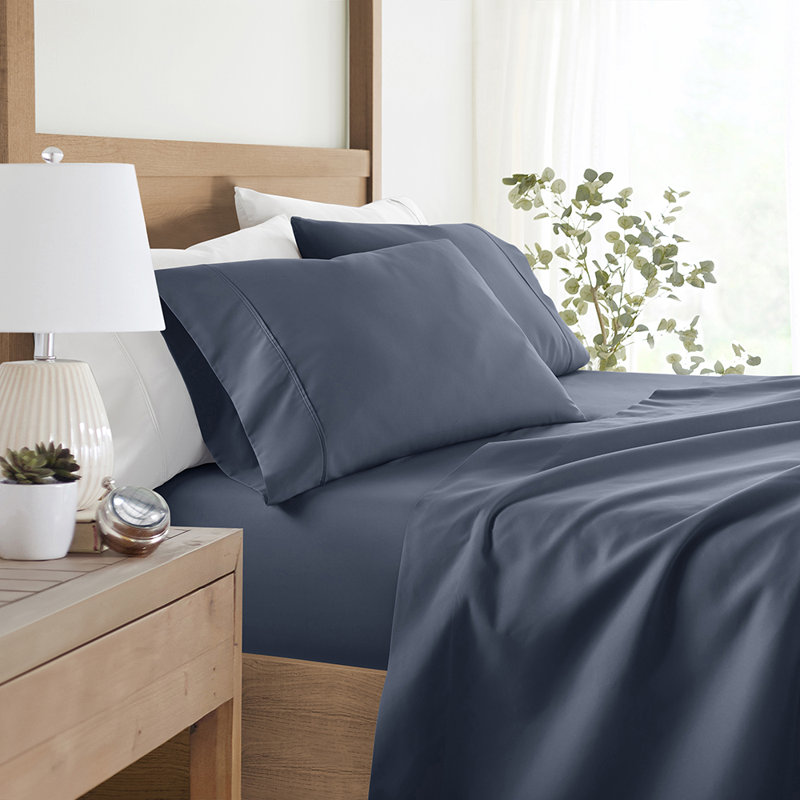 Sheet Set Solid Microfiber Ultra Soft Bedding, Gray, California King
