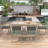 Raybert 6 - Person Acacia Wicker Patio Dining Set with Rectangular Table , Cushions Included