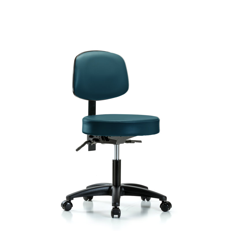 Vinyl Task Chair, Marine Blue, Casters, Not Tilt Included
