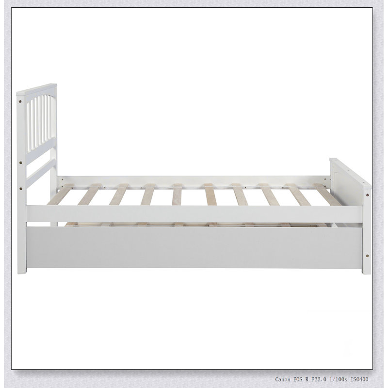 Lit plateforme avec lit gigogne, blanc
