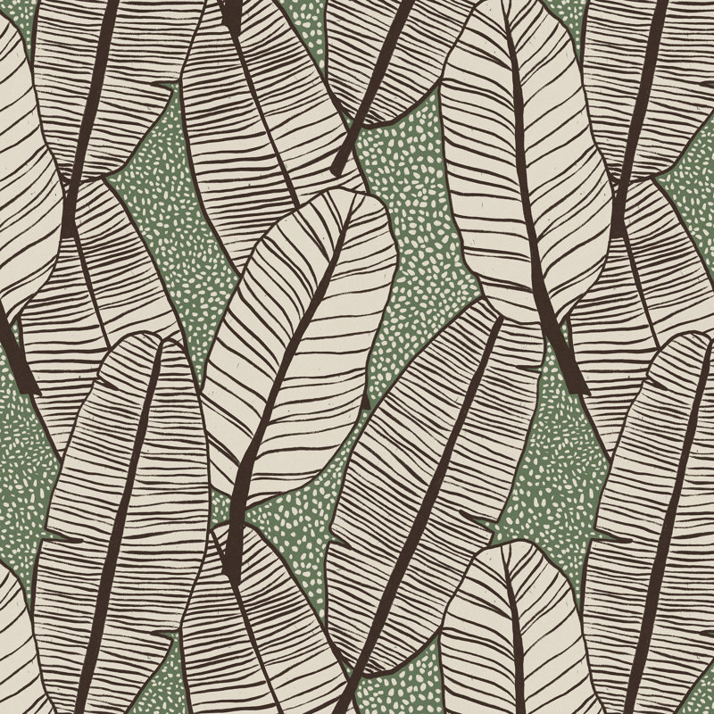 Motif de feuilles de bananier tropical, H 36 po x l 36 po
