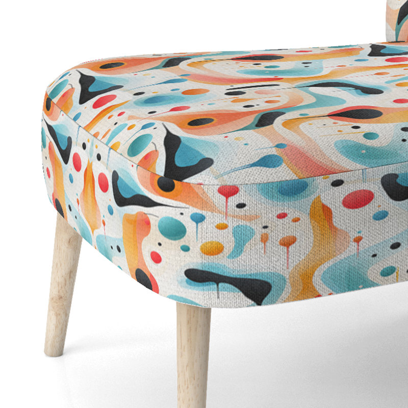 Multicolor Abstract Neutrality Wave - Upholstered Contemporary Side Chair, Modern Abstract Accent Chair