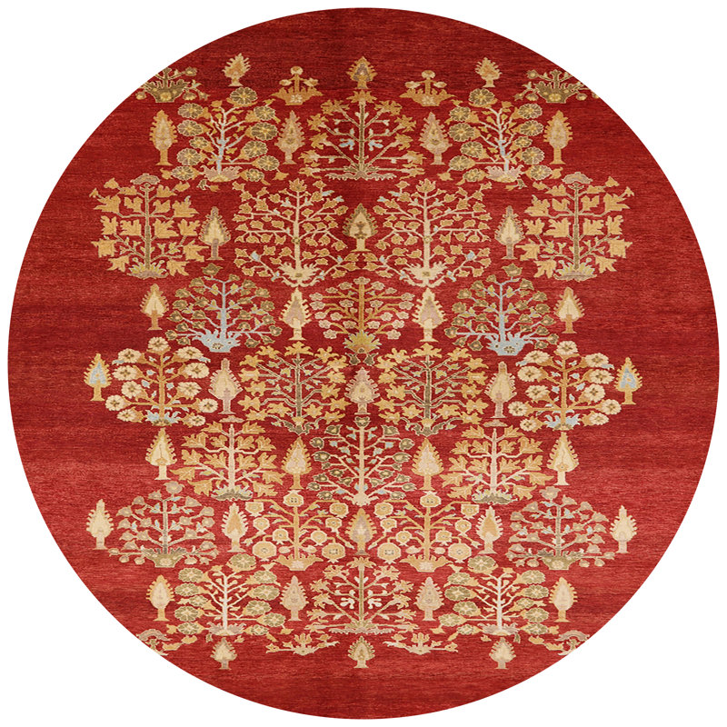 Tapis oriental rouge / jaune Mellville, Rond 4 pi