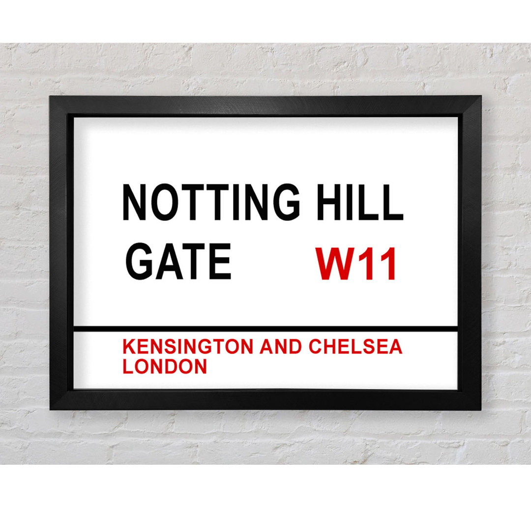 Notting Hill Gate Schilder - Einzelne Bilderrahmen Typografie