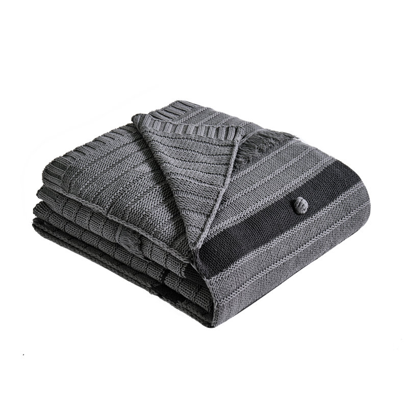 Jeté en coton Edda, Gris / charbon