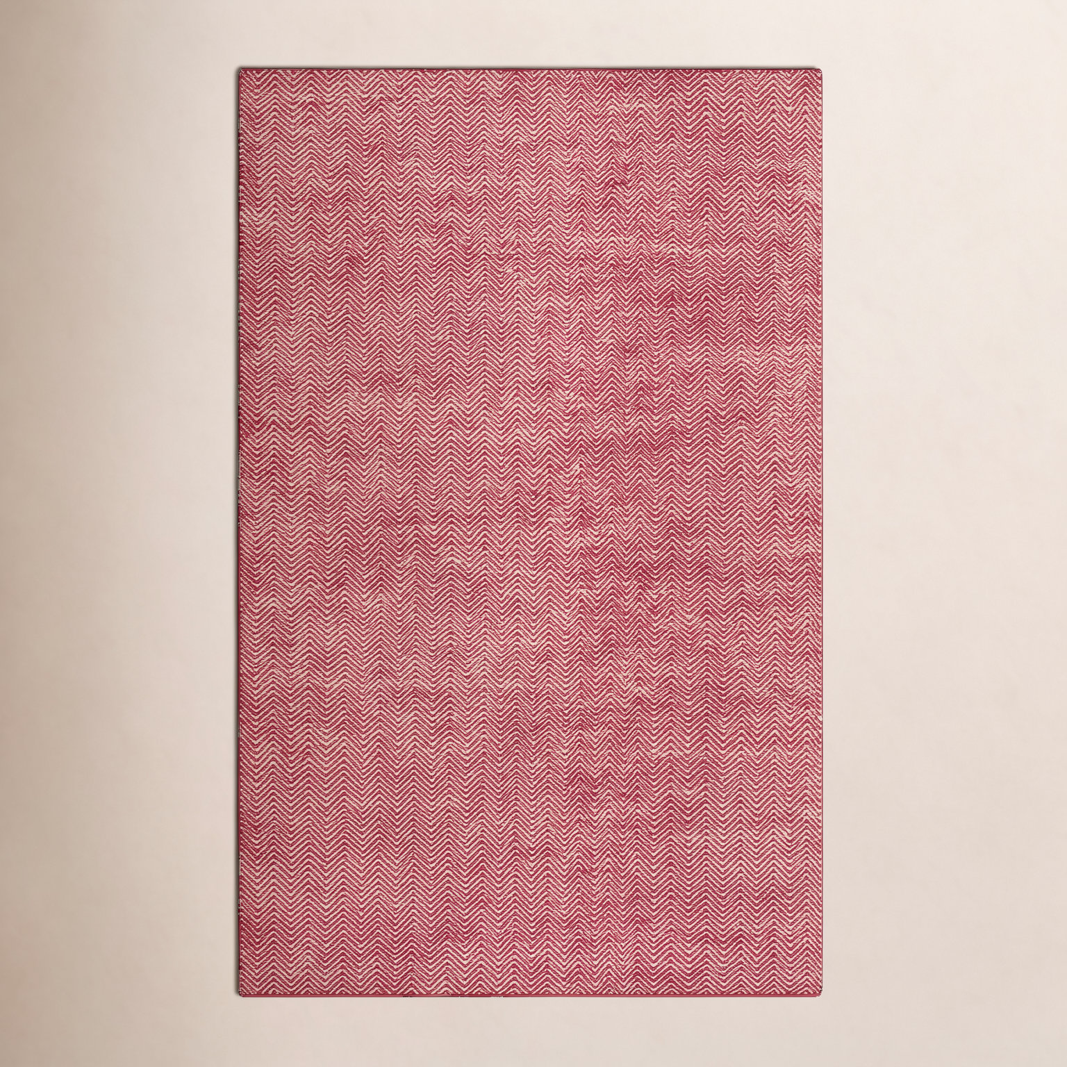 Rita Red White Hand-Woven Wool Rug, Rectangle 8' x 10'