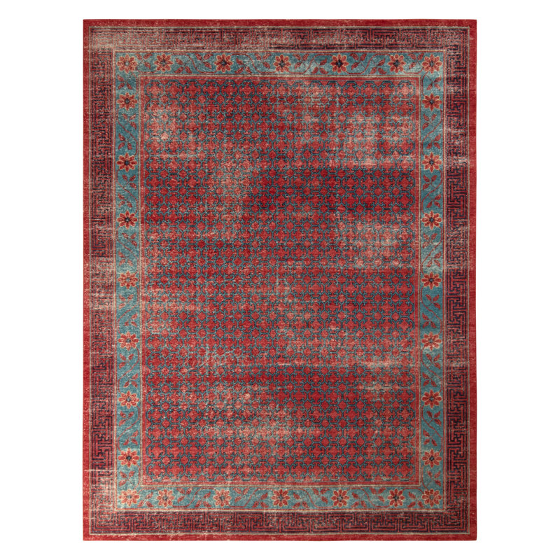 Distressed Homage Hand Knotted Wool Trellis Area Rug, Rectangle 12' x 16'