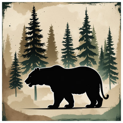 Bear In Forest Silhouette Bedding Bear Bedspread Wildlife