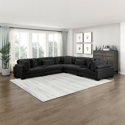 Canapé modulaire en velours côtelé 5 pièces Brinsley